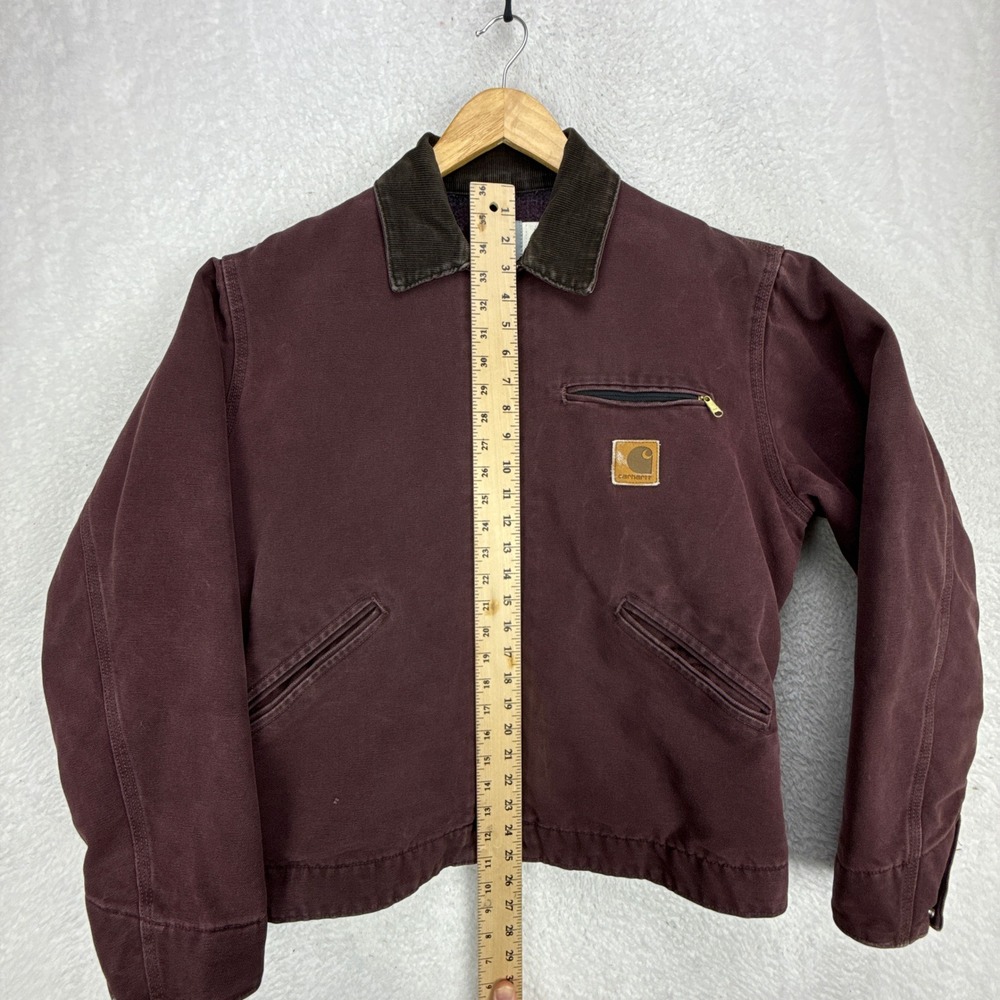 Vintage‎ Carhartt Detroit Jacket Blanket Lined Mens Medium J43 BRG Burgundy EUC - Picture 8 of 16